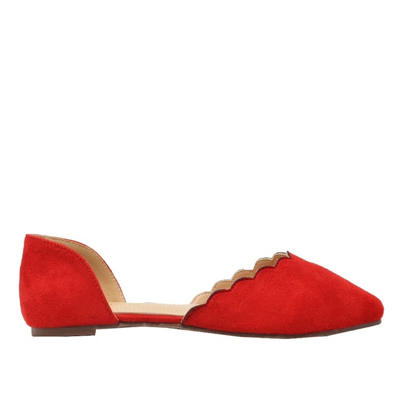Shoes - ⭐️ Red  Scallop D'Orsay Flat - Women